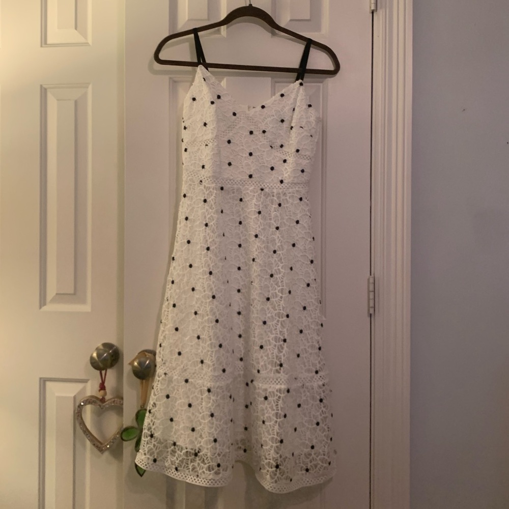 Brand new Antonio Melani midi dress size 2 - ivory/black floral eyelet